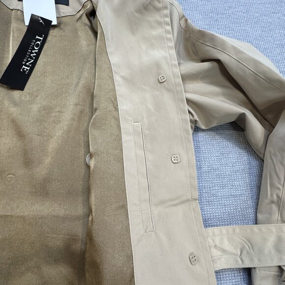 Towne Collection Womens Size L Khaki Trench Coat Belted Padded Shoulder NWT - Picture 8 of 16